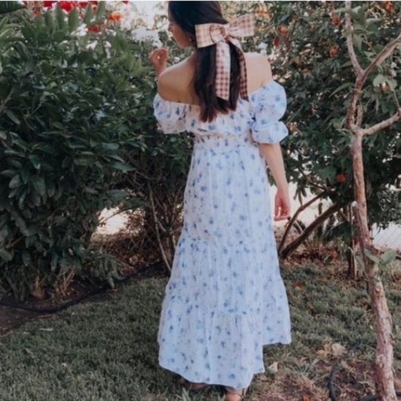 LoveShackFancy X Target Gemma White Purple Floral Dress - Picture 3 of 10